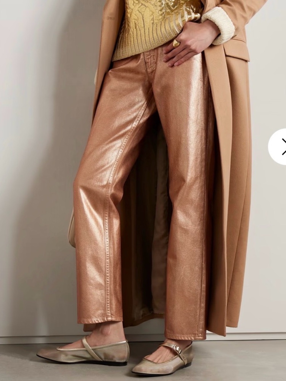 Ulla Johnson Metallic Tan Straight-Leg Jeans